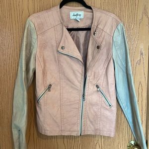 Buckle day trip rose and cream leather jacket